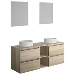 Allibert Badmeubelset Gaya 150 Cm Eik Hamilton Met 2 Porceleinen Waskommen -Badkamer Meubelen Verkoop 123 47